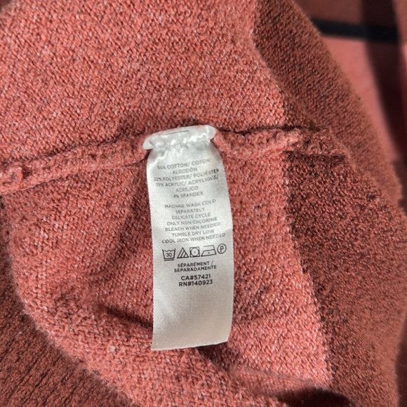 Loft Striped Cardigan Sweater Maroon Pink size Medium - Picture 4 of 4